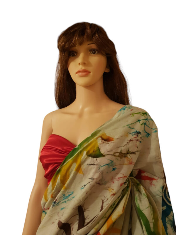 Voile Batik Saree- Multi colour - Sold Out - Image 3
