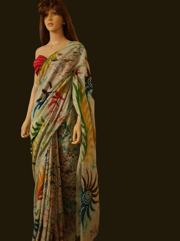 Voile Batik Saree- Multi colour - Sold Out