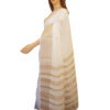 White linen with a dull gold border saree - Image 2