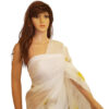 Yellow Floral White Saree - Image 4