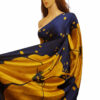Saree Gold and Navy Blue Batik design - Image 2